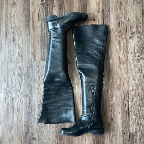 Over the knee black leather size 7.5 boots